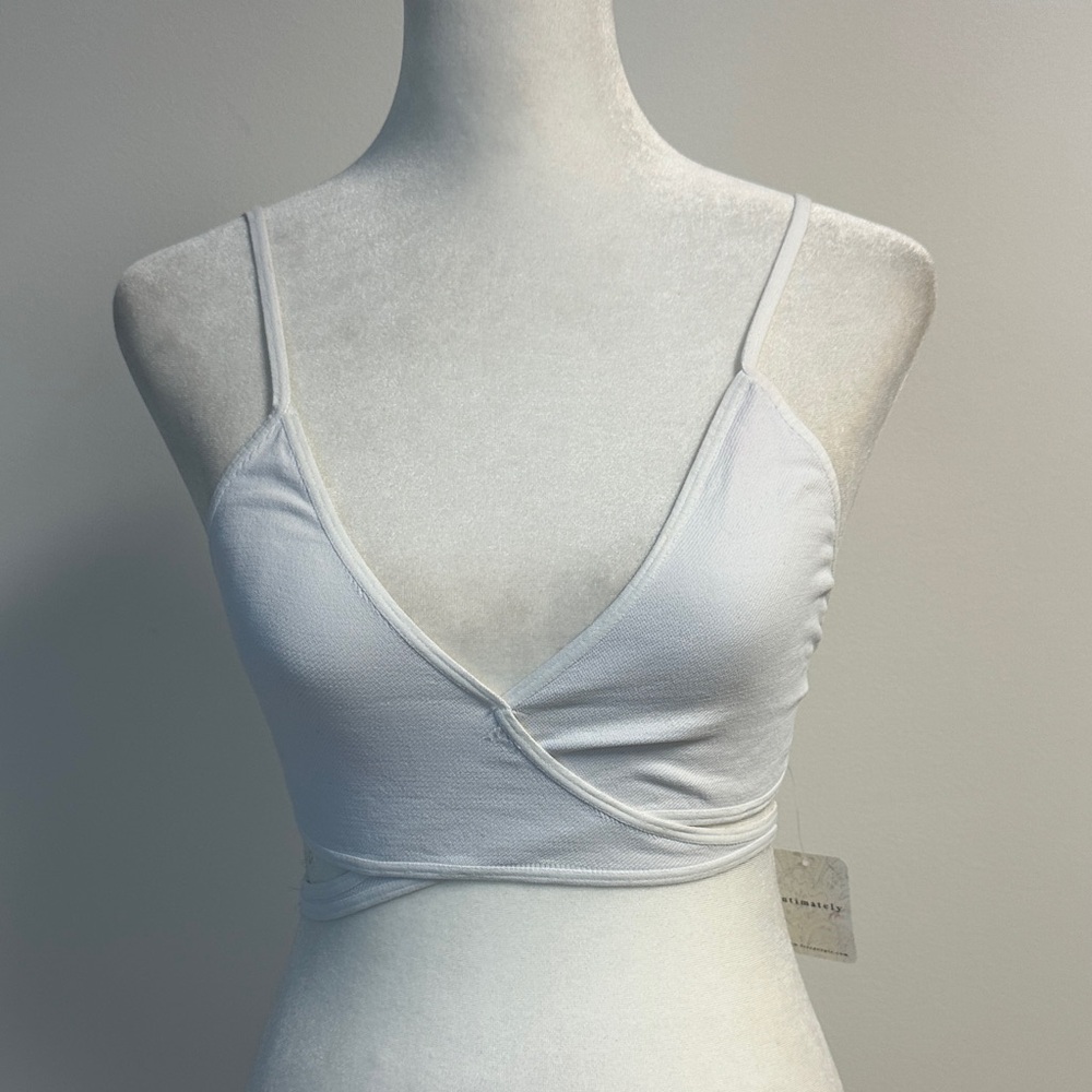 Free People Seamless Strappy Soft Cup Stretchy Bra Top Wrap Around Waist White M